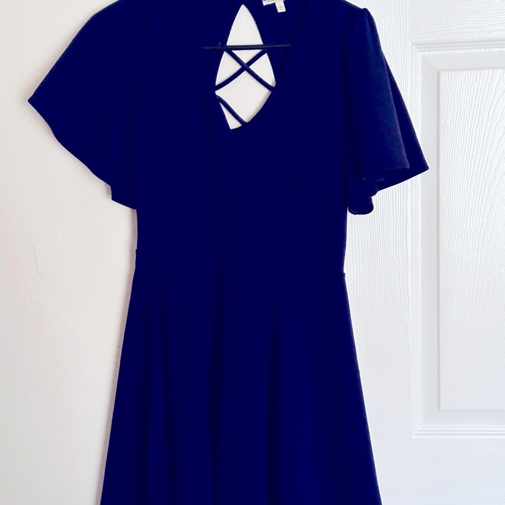 Use  blue dress pin up with details in the back